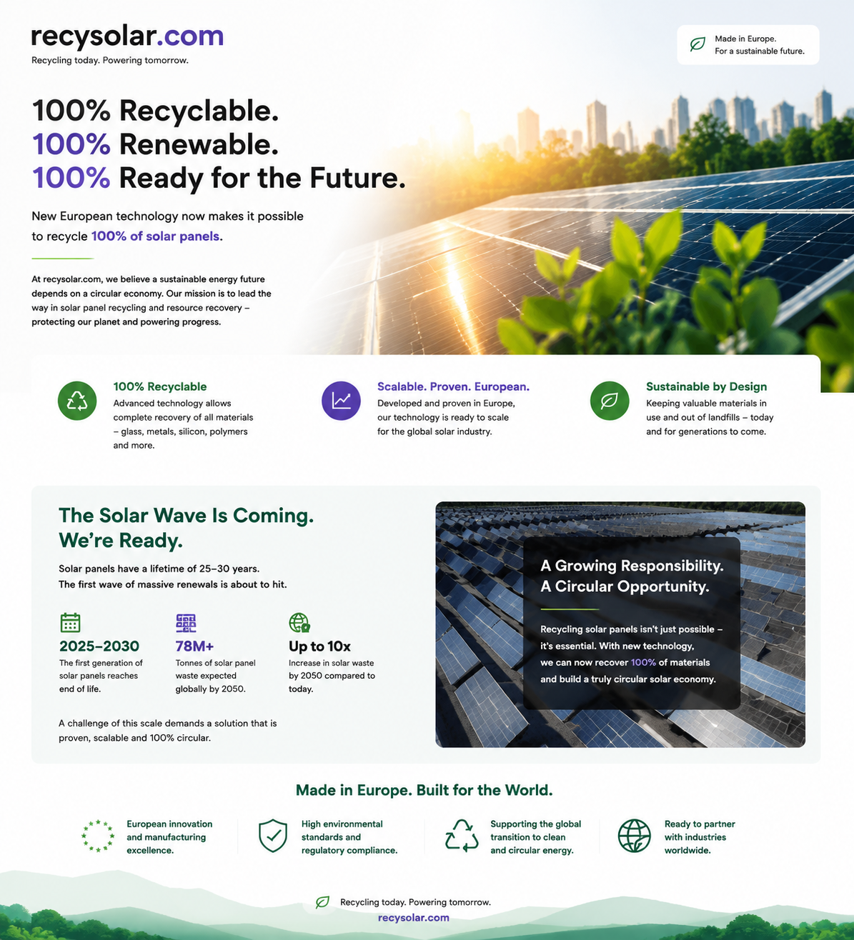 RecySolar Landing Page Mockup